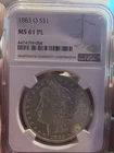 1883-O Morgan Silver $1 Dollar Coin NGC MS 61 Pl Proof Like Nice Mirrors