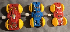 VINTAGE Wind-Up Toy Cars Lot of 6 Red Blue Green Yellow