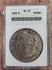 New Listing1899 (P) Morgan Silver Dollar - ANACS AU50 - Vintage Soapbox Holder