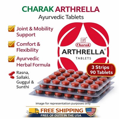 Charak Arthrella Ayurvedic Tablets 90 Tabs Joint & Mobility Support Free Ship
