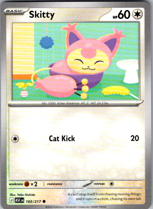 Skitty Common ME: Ascended Heroes 165/217 NM AH-NC03