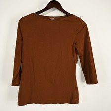 Mark & Spencer Women’s 6. Cognac Fitted 3/4 Sleeve Slash Neck Knit Top