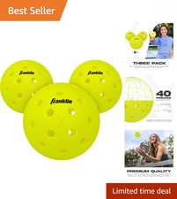 Franklin X-40 Pickleball Balls - Optic Yellow, 3-Pack for High Visibility Play