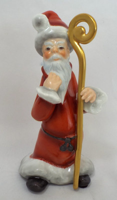 Herend FIGURINE 6'' Father Christmas Santa Claus 15805 Hungary 24K Gold Red White