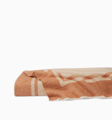 Sferra Vileta Throw Sand Rust Cashmere Blend 2 Sided Fringed 51''x77'' Italy NEW