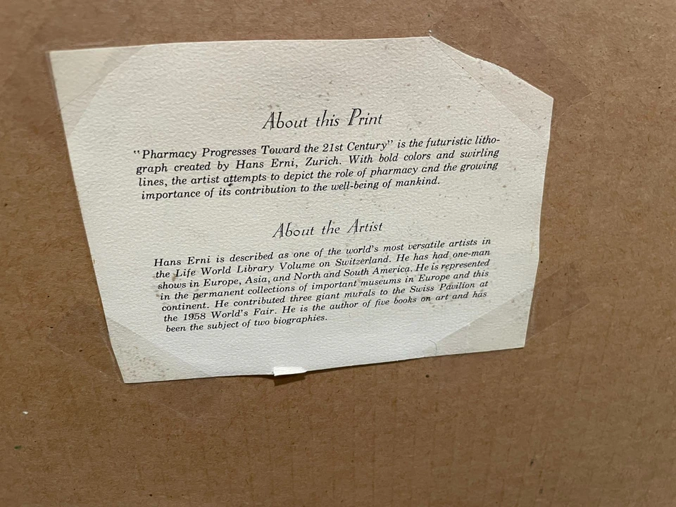 Hans Erni signed print "Pharmacy Progresses Toward the 21st Century" - 23" x 31" - Image 4 of 4