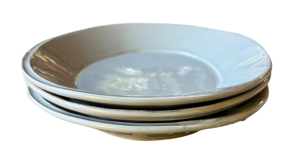 "Juego de 3 cuencos de pasta Vietri Lastra gris con borde negro asimétrico 8,75"" Italia" Foto 2 de 4