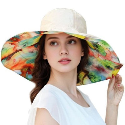 Women Super Wide Brim Beach Hat Reversible Floppy Sun Hat Packable Travel