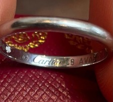 Auth Cartier Ring 1895 Wedding Band 2mm EU47 950 Platinum