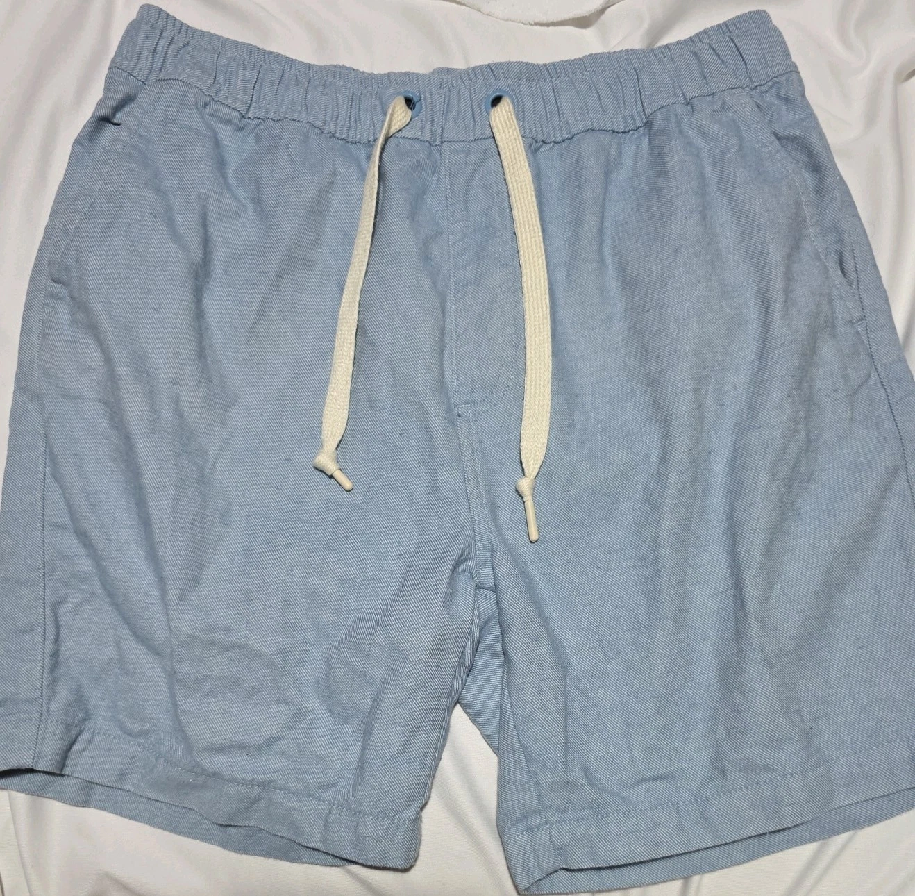 Folk Linen Cotton Blend Blue Shorts - Size Large W34