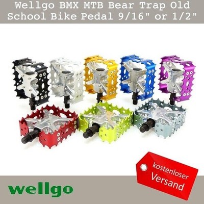 Wellgo BMX MTB Bear Trap Old School 9/16'' or 1/2'' Pedale Schwarz Rot Blau Grau