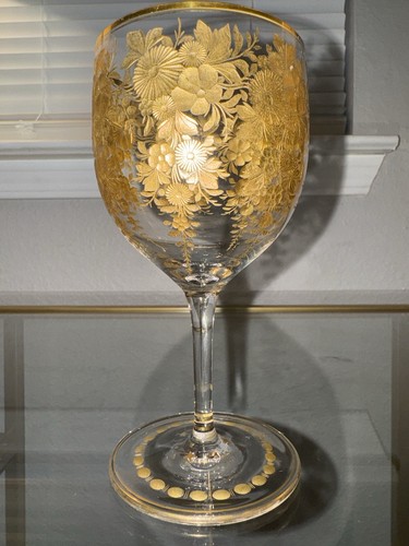 Antique Moser Bohemian - Gold Floral Water Goblets/Wine Glasses 6", Set of 8 - Bild 7 von 12