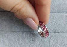 925 Silberring Rubin Ringgröße 49 Damen pink Steine elegant Schmuck