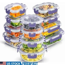 Airtight Glass Food Storage Containers Set Microwave Oven Freezer Safe New