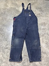 Carhartt Overalls Insulated Mens Size 50x30 Blue R41 DNY Zipper Missing