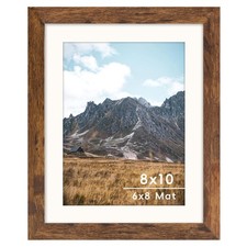 Brown 8x10 Picture Frame with Mat for 6x8 Display, to 6x8,