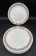 Set Of 12 Corelle Vitrelle Sand Sketch Bread Dinner Plates Brown White 10 1/4”