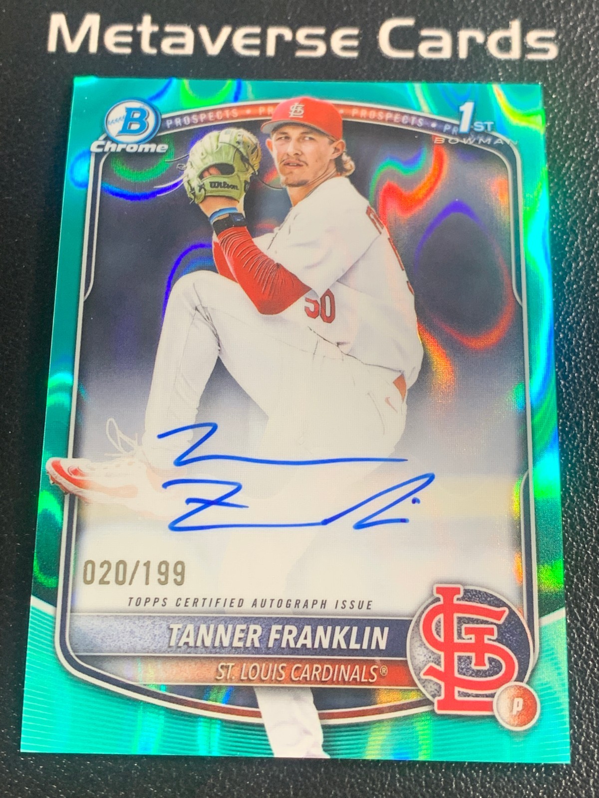 2025 Bowman Chrome Draft 1st Tanner Franklin Auto Aqua Lava Refractor 20/199