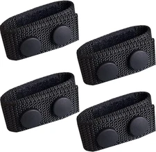 4 Pcs Nylon Duty Belt Keepers - Double Snaps for 2'' Wide Police Duty Belt, Blac