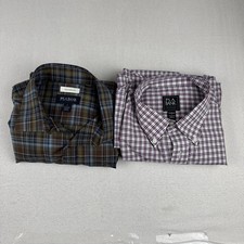 New Lot of 2 Jos A Bank Plaid Button Down Dress Shirts Large Long Sleeve Casual