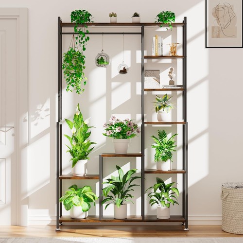 CODACE Plant Stand Indoor with Grow Light - 71 Inches Tall Shelf, Brown  - Picture 4 of 8