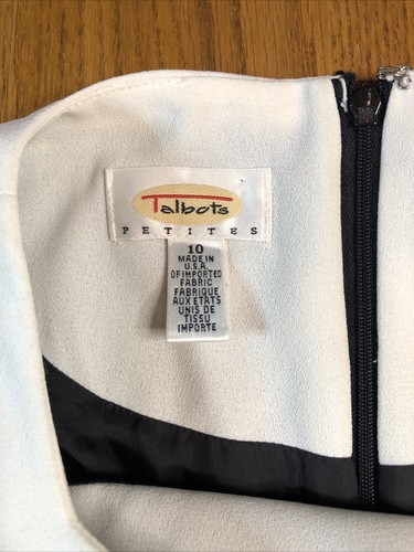 Abito donna vintage Talbots Petites nero a quadri manica 3/4 taglia 10 - Foto 6 di 10