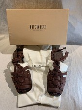 Hereu Mantella Cocoa Square Toe Interwoven Sandals. Multiple Sizes. New In Box.