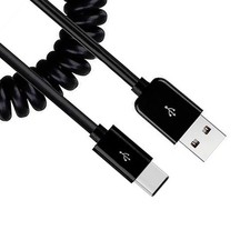 USB Cable Coiled Type-C Charger Cord USB-C Power Wire for SmartPhones