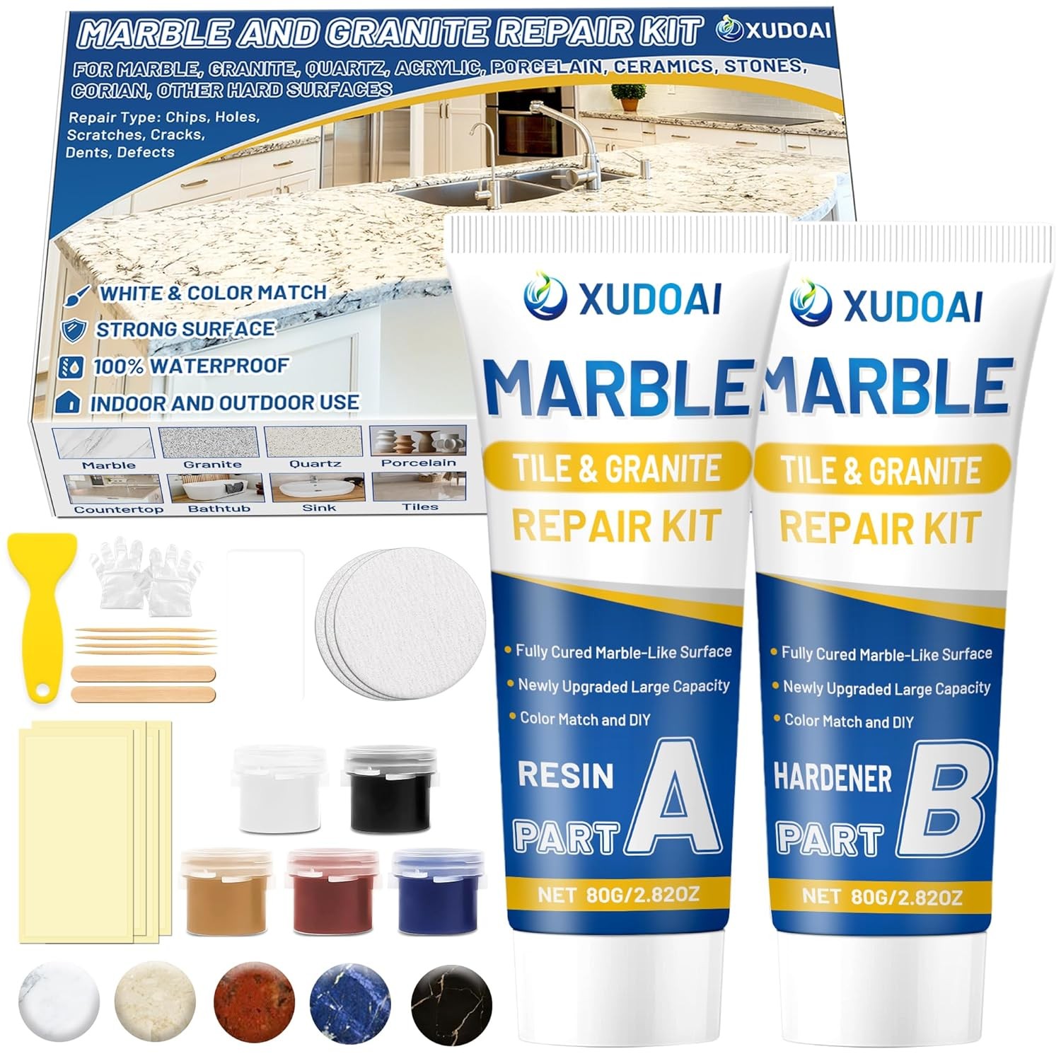 Marble and Granite Repair Kit (Color Match), 160g/5.64oz Quartz Countertop Repa