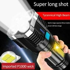 POWERFUL Tactical Quad-Core Super Bright Torch LED Flashlight USB Rechargeable C
