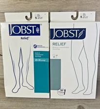 JOBST Relief Compression Knee High Beige 2 Pair Socks Medium Closed Toe 7805103