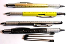 SET of 4 -6 in 1 Multi function Ballpoint Pens+4 FREE  refills- Value Pack