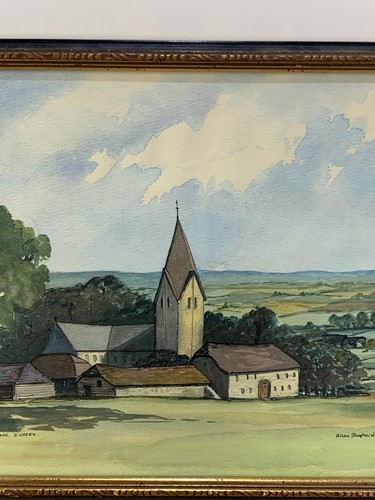 Framed watercolor painting by Allan Shepherd "Sompting Sussex" 1972 - Picture 3 of 4