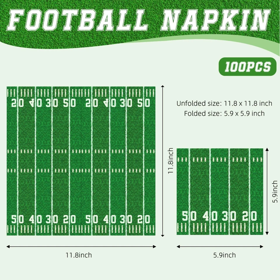 100-Pack Football Party Napkins2 Designs Disposable Paper Napkins for Super Bowl - Image 2 of 4
