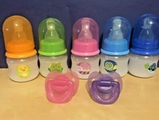  BABY ALIVE 2 OZ BOTTLE AND TWO PACIFIERS HOMEMADE FOR BABY ALIVE DOLLS SHOWN