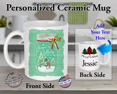 MASON JAR CANNING DEER CHRISTMAS PERSONALIZED COFFEE MUG FOR 11oz CERAMIC MUG