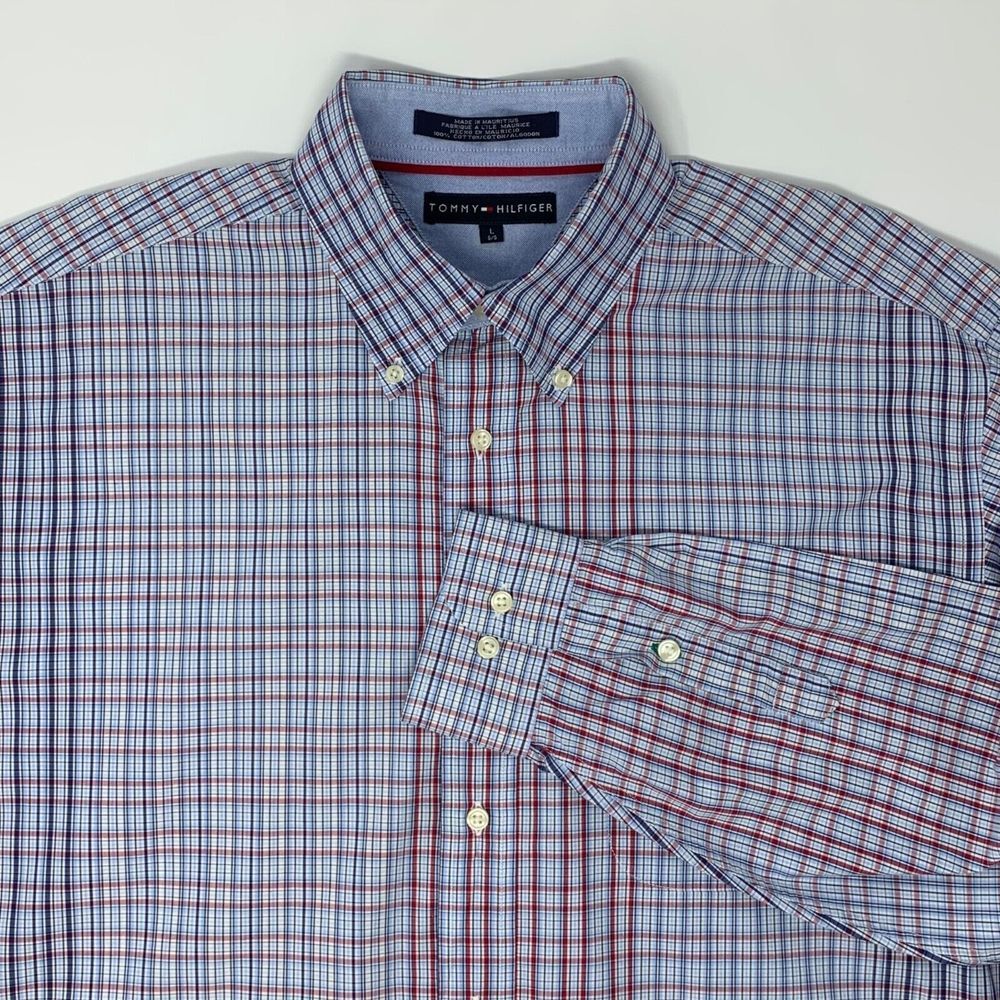 Tommy Hilfiger Men's Shirt Blue & Red Check Size Large