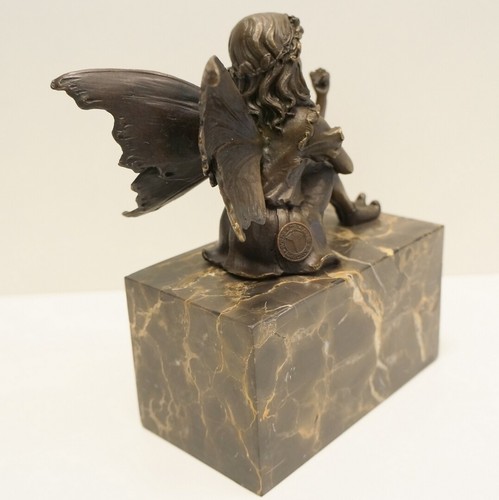 Statue Sculpture Elfe Fee Style Art Deco Style Art Nouveau Bronze massif - Picture 6 of 8