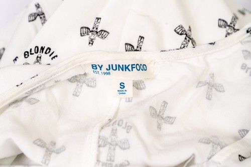 Junkfood Women Small White Short Sleeve Button Shirt Dress Tie Waist EUC Blondie - Picture 5 of 5