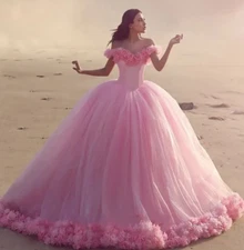 Pink Wedding Dresses New  A Line Formal Ball Gown Off-Shoulder Bridal Gowns