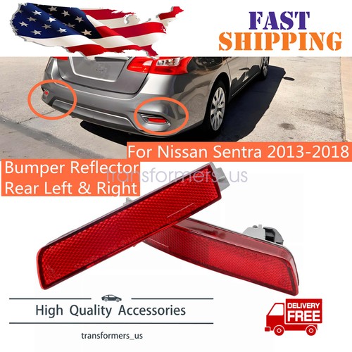 Bumper Reflector Set For 2013-2018 Nissan Sentra Rear Left & Right 2Pc