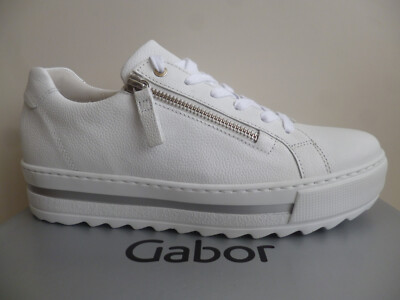 Gabor Damen Sneakers Slipper Schnürschuhe Halbschuhe Schuhe Leder weiß  26498