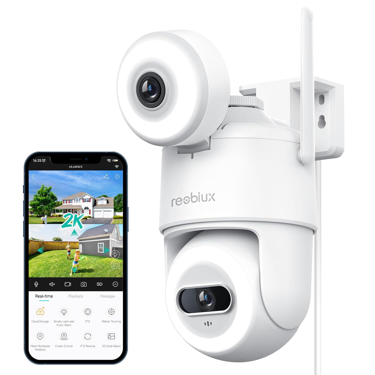 Dual Lens Outdoor Security Camera, 3K/6MP PTZ Security Camera with Auto Track...