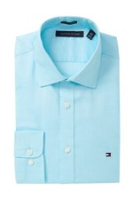 Tommy Hilfiger 18 34/35 Slim Fit Dress Shirt Mens Turquoise Long Sleeve Cotton