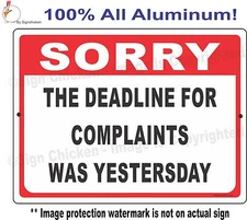 FUNNY OFFICE SIGN, COMPLAINTS, HUMOR, man cave, decore, garage sign, policy,