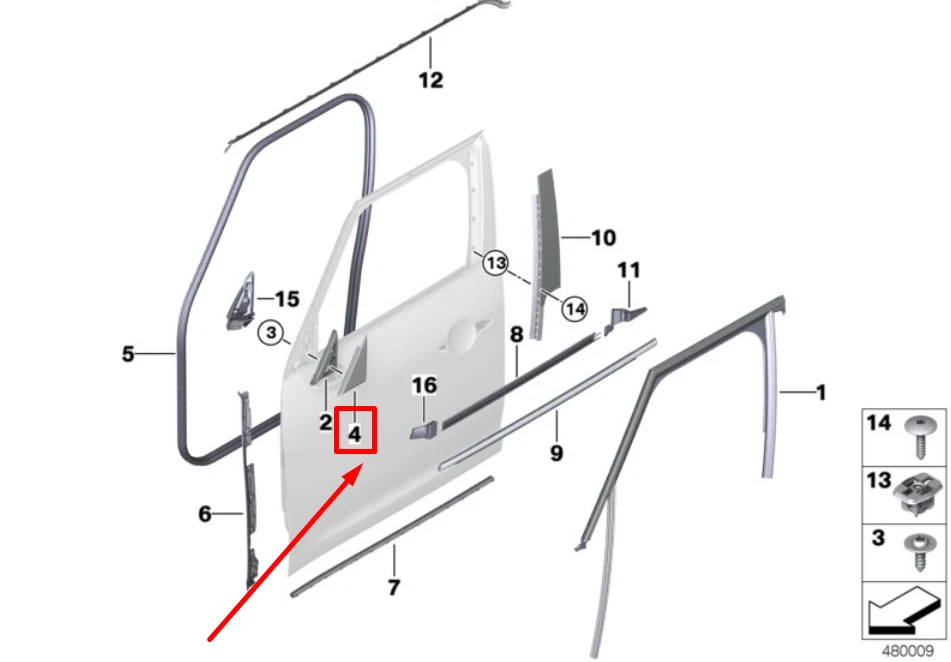 NEW MINI F60 FRONT LEFT DOOR TRIANGLE TRIM 7390645 51337390645 