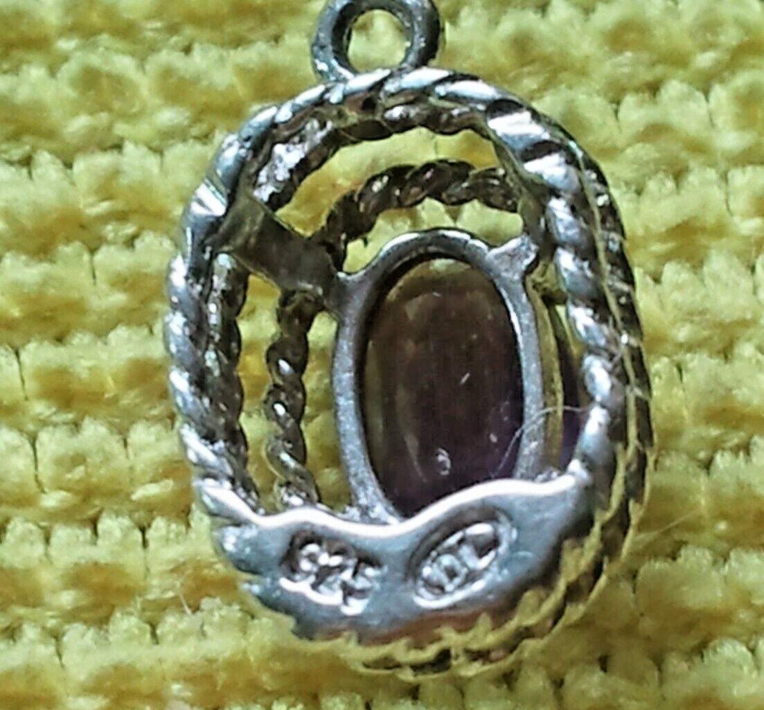 Sterling Silver Solid 925 Amethyst Scroll Oval Pe… - image 4