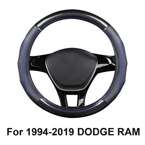 For 19942019 DODGE RAM Car Steering Wheel Cover Carbon Black Fiber
