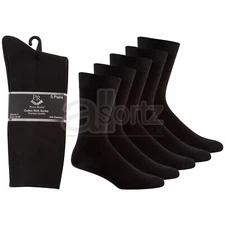 5 Pairs Mens Older Boys Black Plain Cotton Rich Socks Size UK 6 - 11 Smart Work