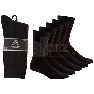 5 Paar ältere Jungen schwarze einfache baumwollreiche Herrensocken Größe UK 6 - 11 Smart Work